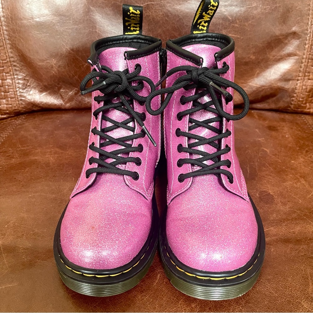 Dr.Martens Iconic 1460 Sparkly Color-Shifting Glitter Junior Boots In Pink Color - Picture 5 of 14